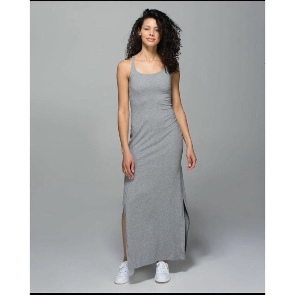 Lululemon Refresh Maxi Dress L Heathered Gray Athleisure Errand Sporty Casual